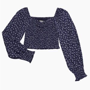 Katie J NYC- Tween Chloe Top- Black/Purple Ditsy Floral- NWT